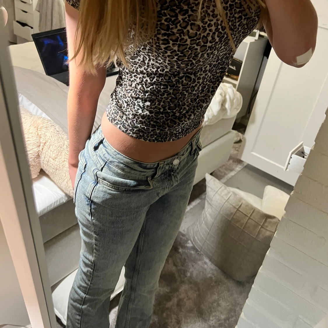 Blå gråa jeans - 90