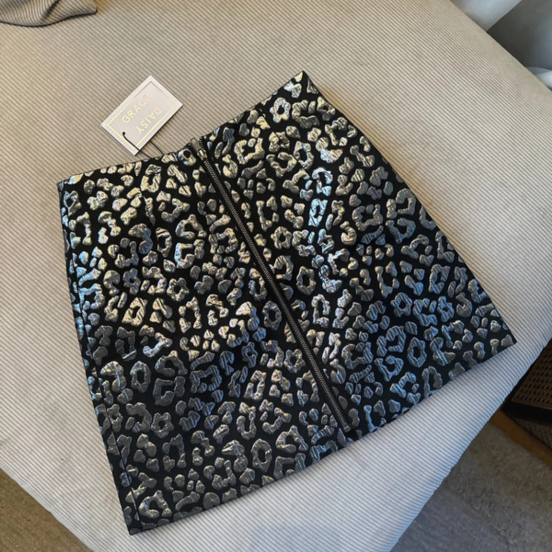 Leopard kjol i silver