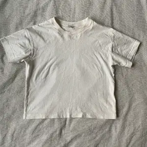 En jättefin cropad vit T-shirt i ett super fint skick! Den är använd fåtal gånger, men säljer då den är förliten!