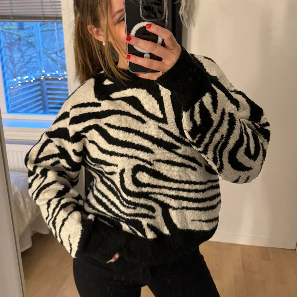 Djurmönster stickad tröja!🦓