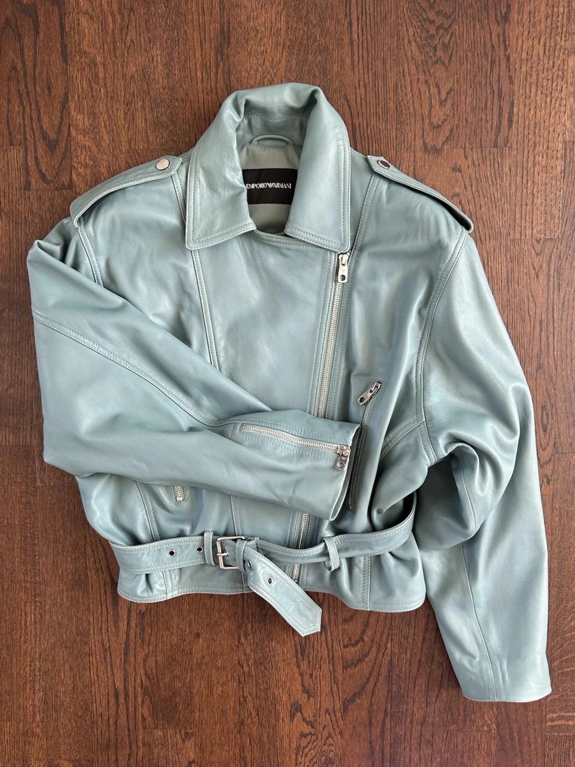 Emporio Armani Leather Jacket Turquoise Women