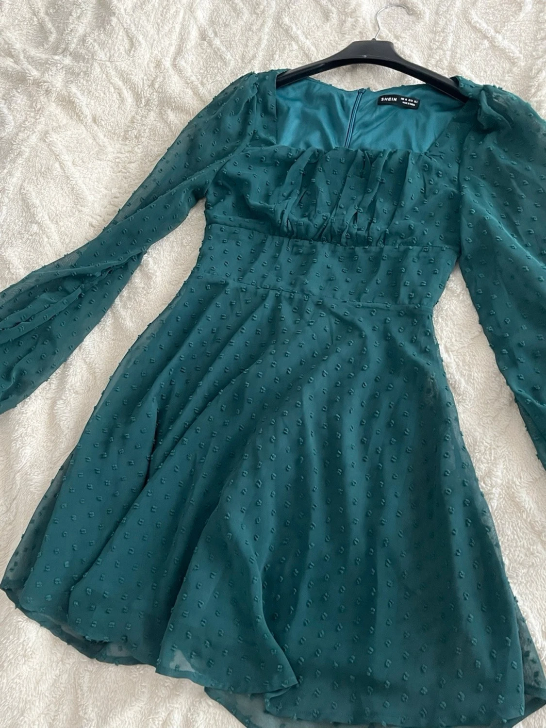 Mörkgrön kortklänning från Shein, XS - 3