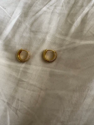 Guldpläterade hoops med pärlor - Snygga små hoops i guldpläterat material med pärldetaljer på ena sidan. Perfekt för dig som gillar stilrena och trendiga smycken med lite extra glans. Runda och klassiska i formen, passar till många olika looks.