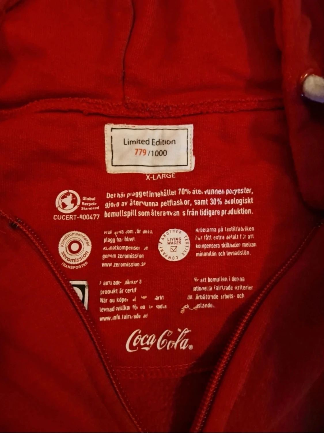 Röd Coca-Cola hoodie med dragkedja - 4
