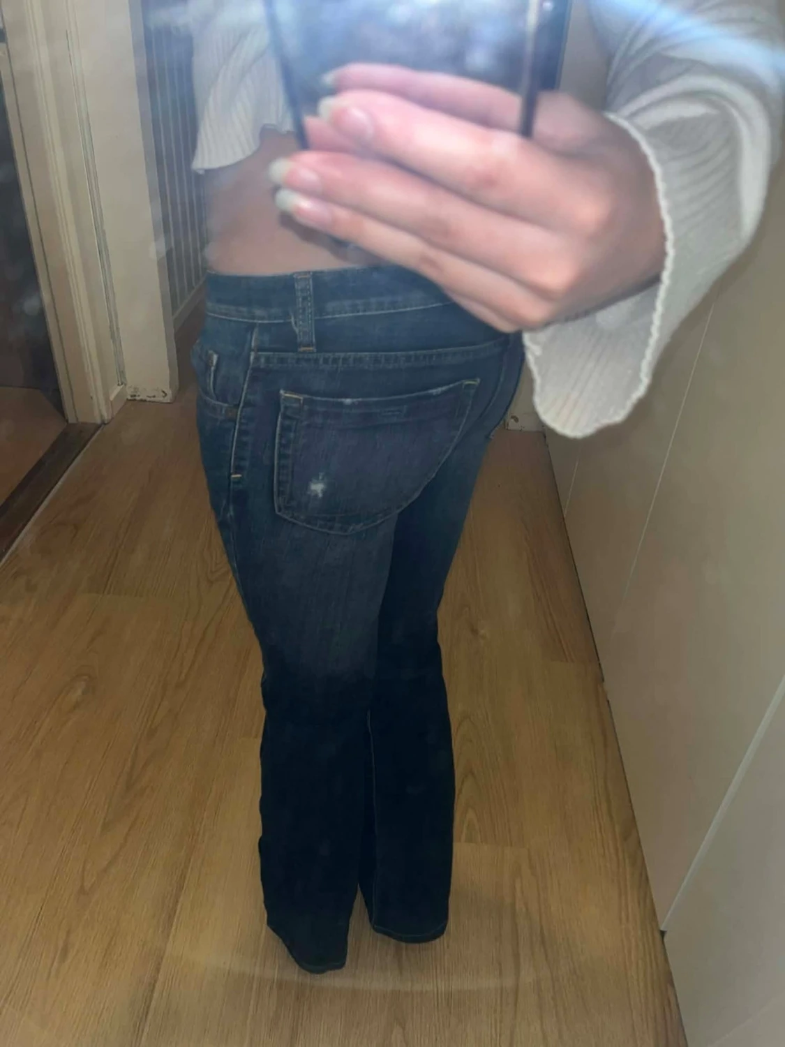 Mörkblå bootcut jeans - 1