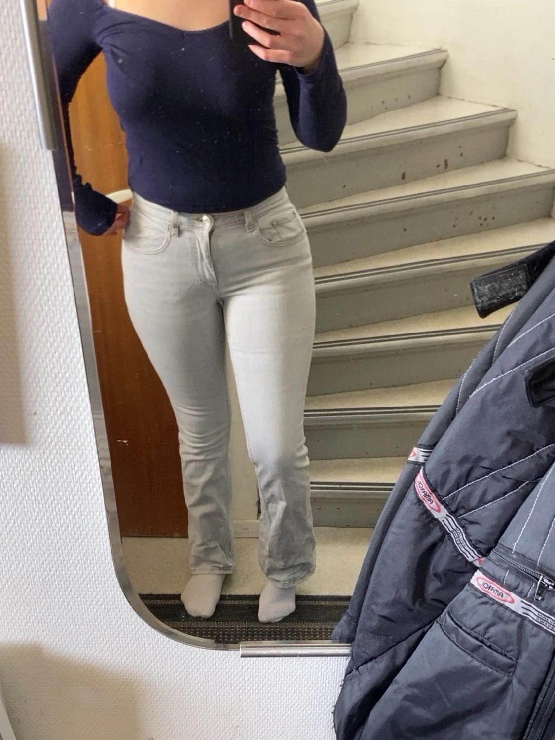 Ljusgrå bootcut jeans - 1