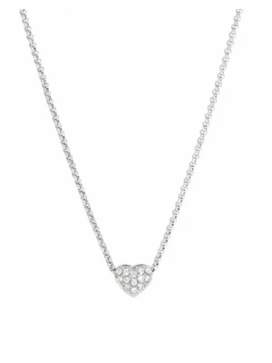 Silverhalsband med hjärthänge från Rose to Bud - Nypris 500 kr. Snyggt halsband i silver med ett gnistrande hjärthänge täckt av små stenar. Kedjan är tunn och elegant, perfekt för att ge en subtil touch till din stil. Hjärtat har en klassisk form och ger ett romantiskt intryck.