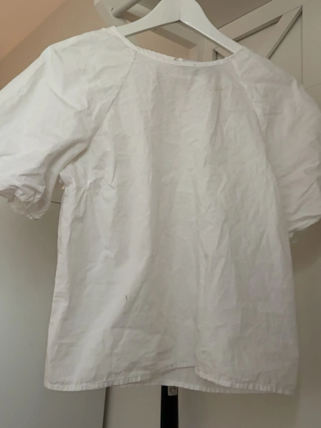 Vit puffärm topp i bomull - 6