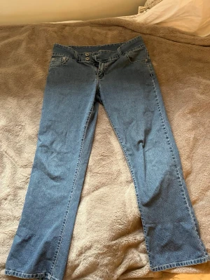 Lågmidjade baggy jeans  - Snygga blå jeans med dubbla knappar i midjan. Lågmidjade storlek 42. 