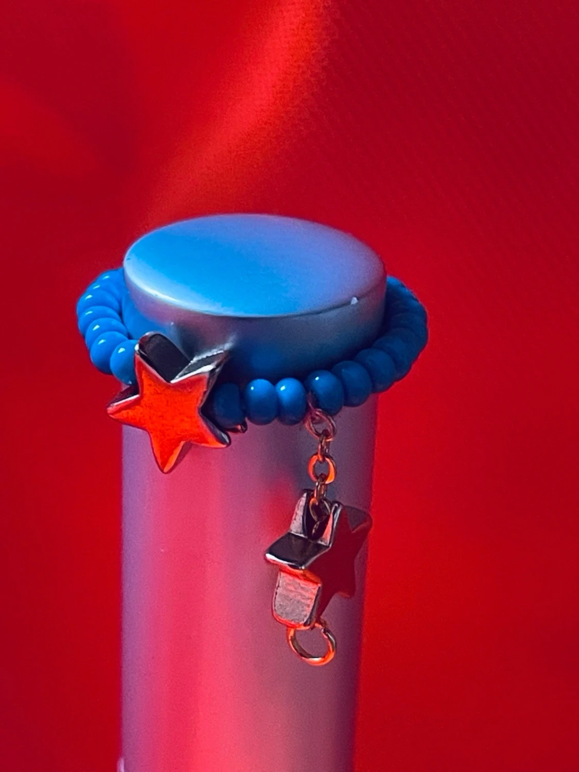 By prisförslag- turkos pärlring med stjärnhängen one size - 4