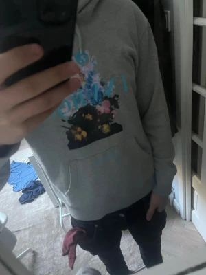 Hoodie med tryck - Snygg grå hoodie med tryck som är från louvren art gallery i Paris. Storlek M/L. Inga defekter. Skriv vid minsta lilla fundering!