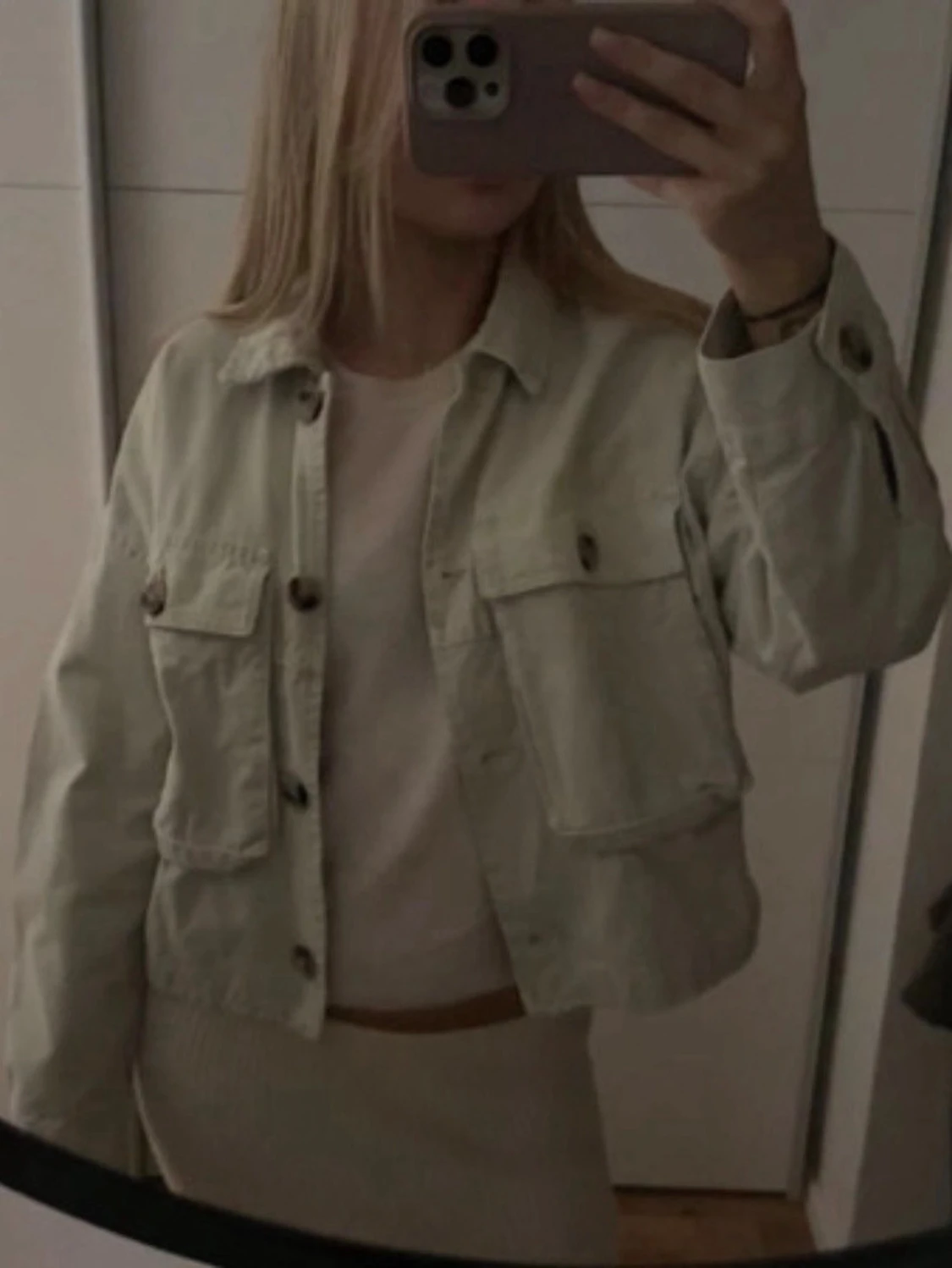 Ljus grön jeansjacka  - 1