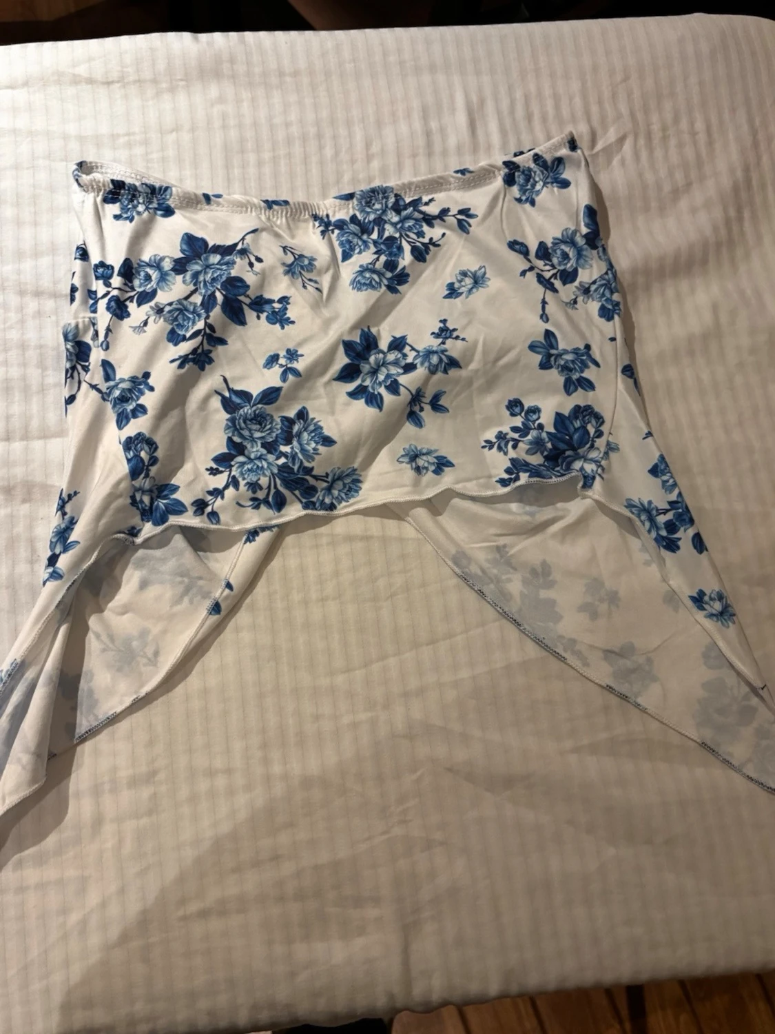 Vit och blå blommig bandeau topp - 1