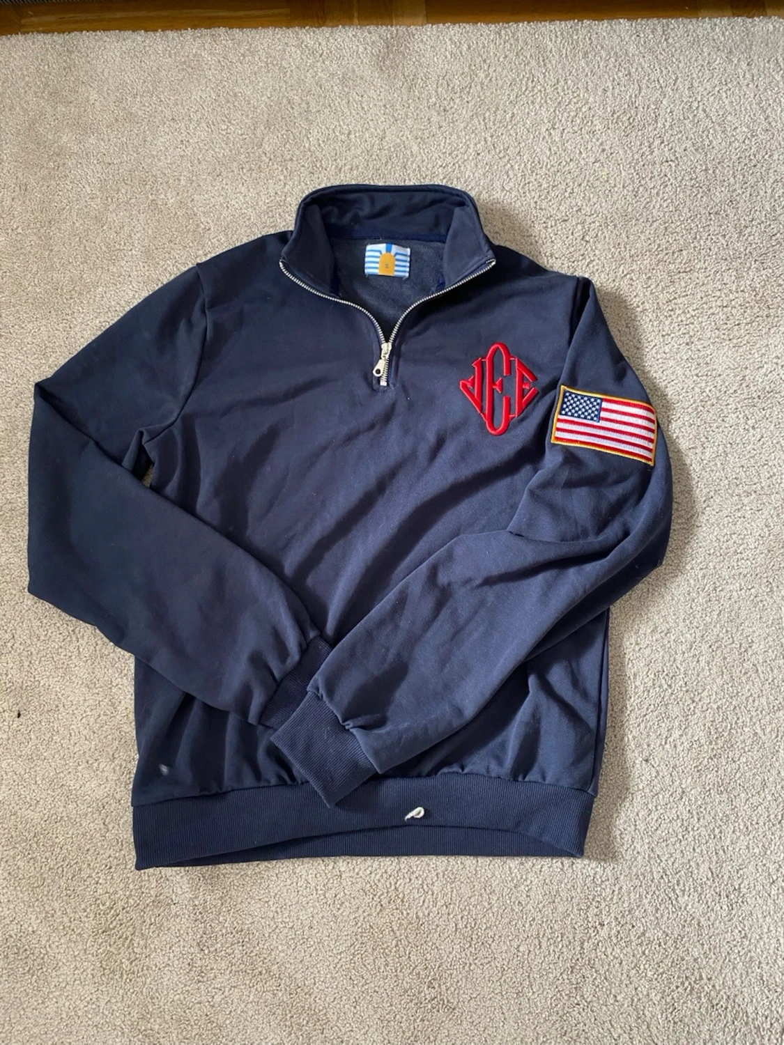 Jeffrey Epstein Halfzip USA Flag 100% Bomull