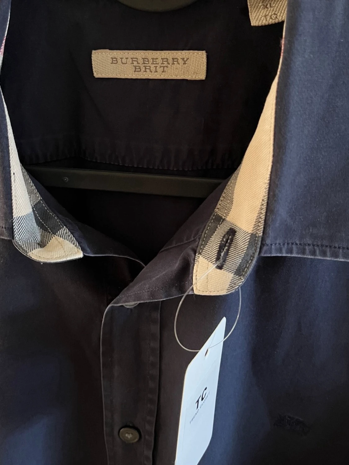 Marinblå burberry skjorta storlek XL - 3