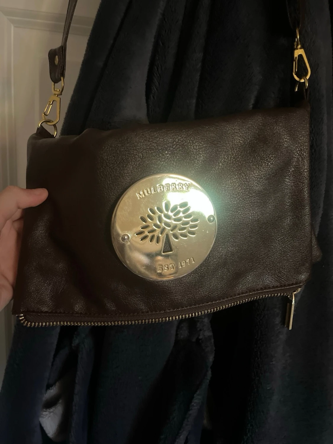 Mörkbrun axelväska från Mulberry