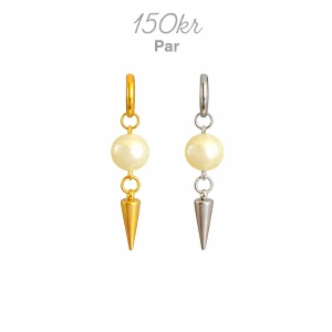 Mixade örhängen med pärla och kon - Par 
