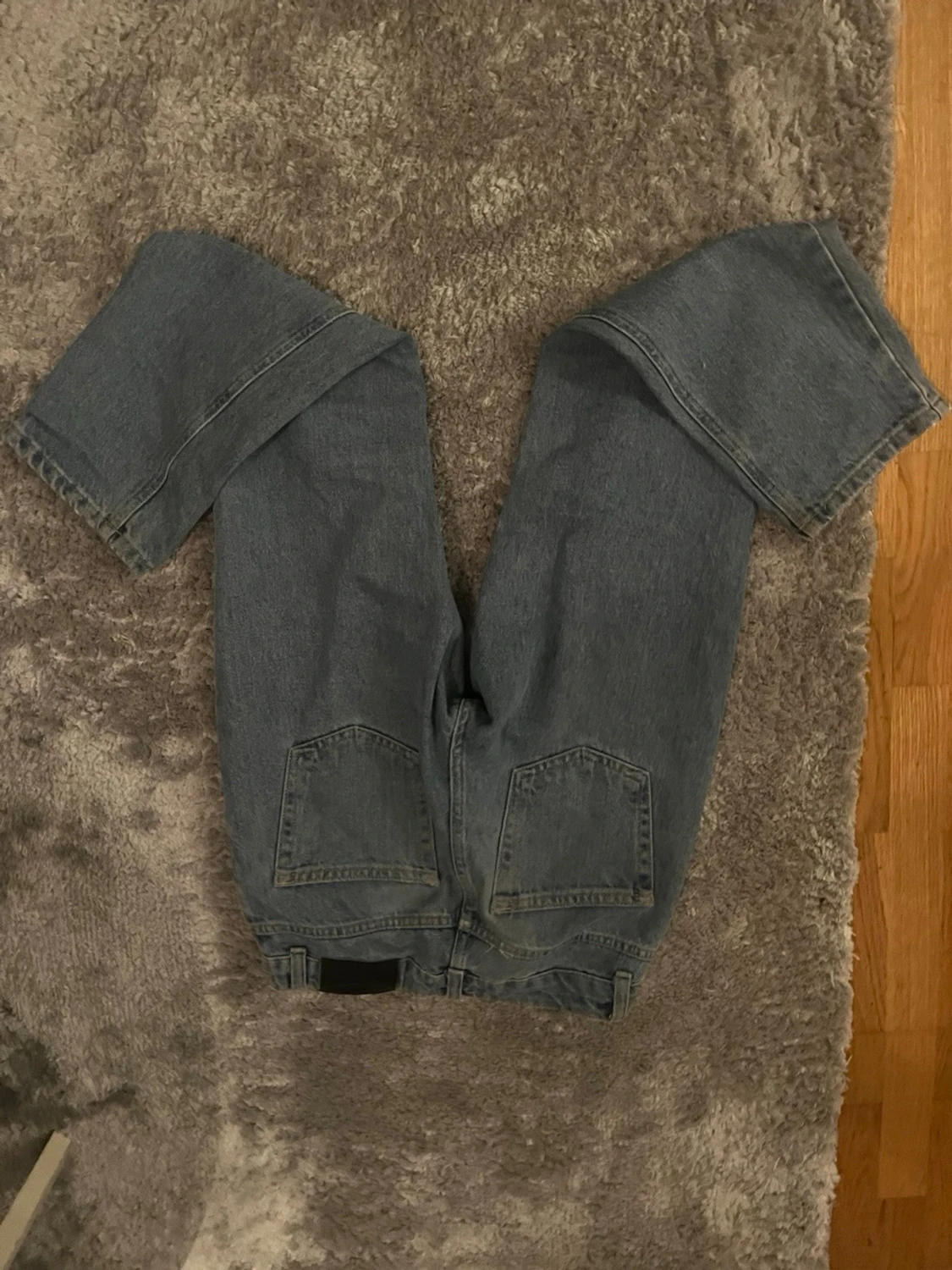 Blå raka jeans med hög midja - 1