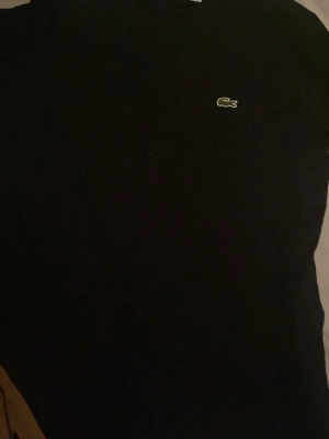 Svart t-shirt från Lacoste - Klassisk svart t-shirt från Lacoste med den ikoniska krokodilloggan broderad på bröstet. Enkel och stilren design som passar till det mesta. Tillverkad i mjuk bomull för en skön känsla.