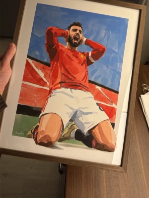 Manchester united poster - Bruno Fernandes - Manchester United spelare, 40x30cm, ram ingår ej