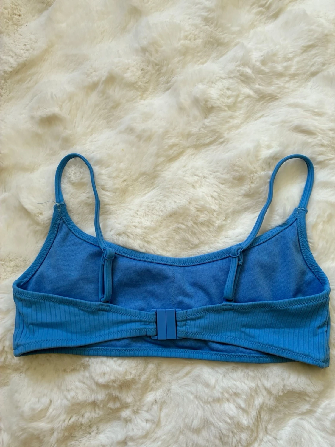 Blå ribbad bikiniöverdel - 2