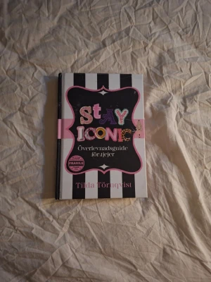 Stay Iconic: Överlevnadsguide för tjejer - En färgglad och inspirerande bok med svartvita ränder och kreativa bokstäver på omslaget. 'Stay Iconic: Överlevnadsguide för tjejer' är skriven av Tilda Törnqvist och riktar sig till unga tjejer som vill hitta sin egen väg och stärka sitt självförtroende.