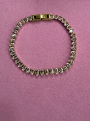 Tennis armband  - Rostfritt stål,18k guldpläterat 