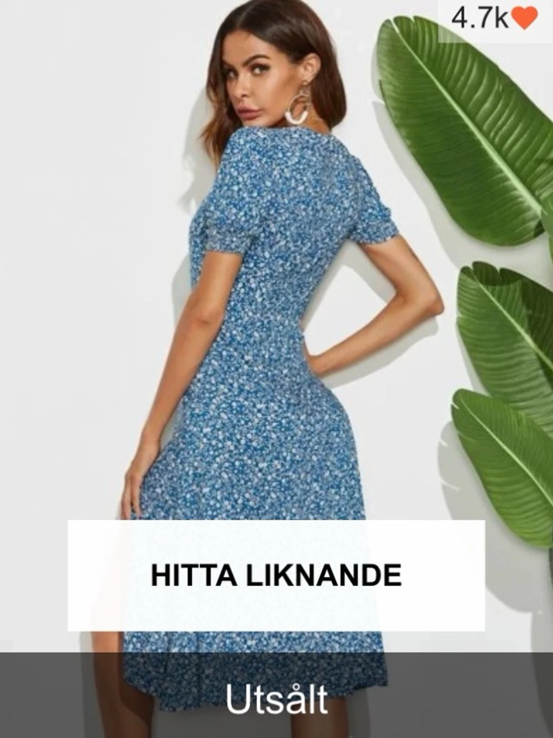 🍒Blå blommig klänning med slits🍒 - 1