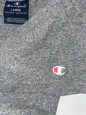 Grå hoodie från Champion - Snygg gråmelerad hoodie från Champion med klassisk logga på bröstet. Mjuk och bekväm, perfekt för chill dagar eller när du vill ha en sportig look. Tillverkad i bomullsblandning för extra komfort.