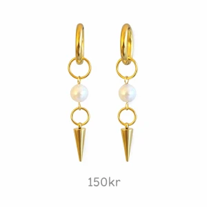 Guldpläterade örhängen med pärlor - Par