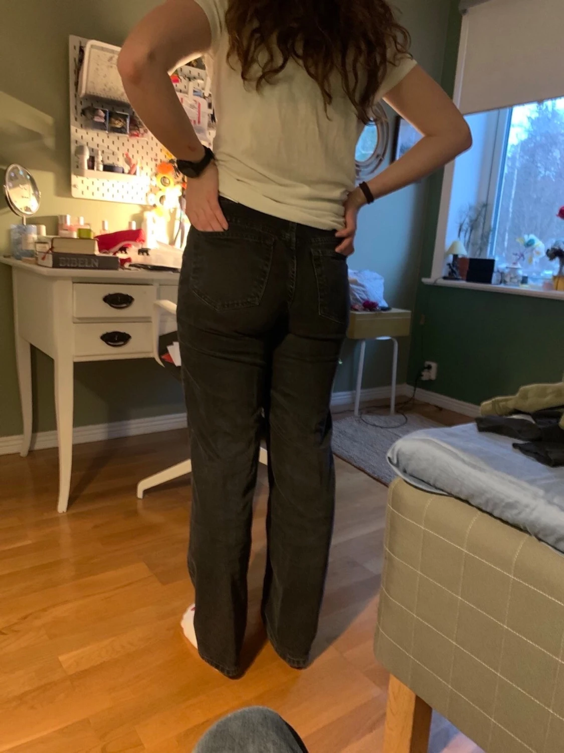 Svarta raka jeans med hög midja - 1
