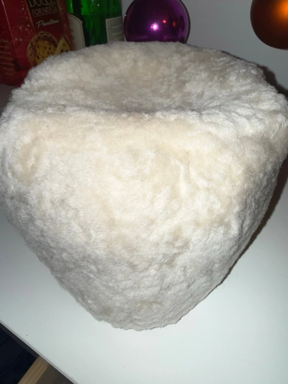Beige fluffig pälsmössa - 3