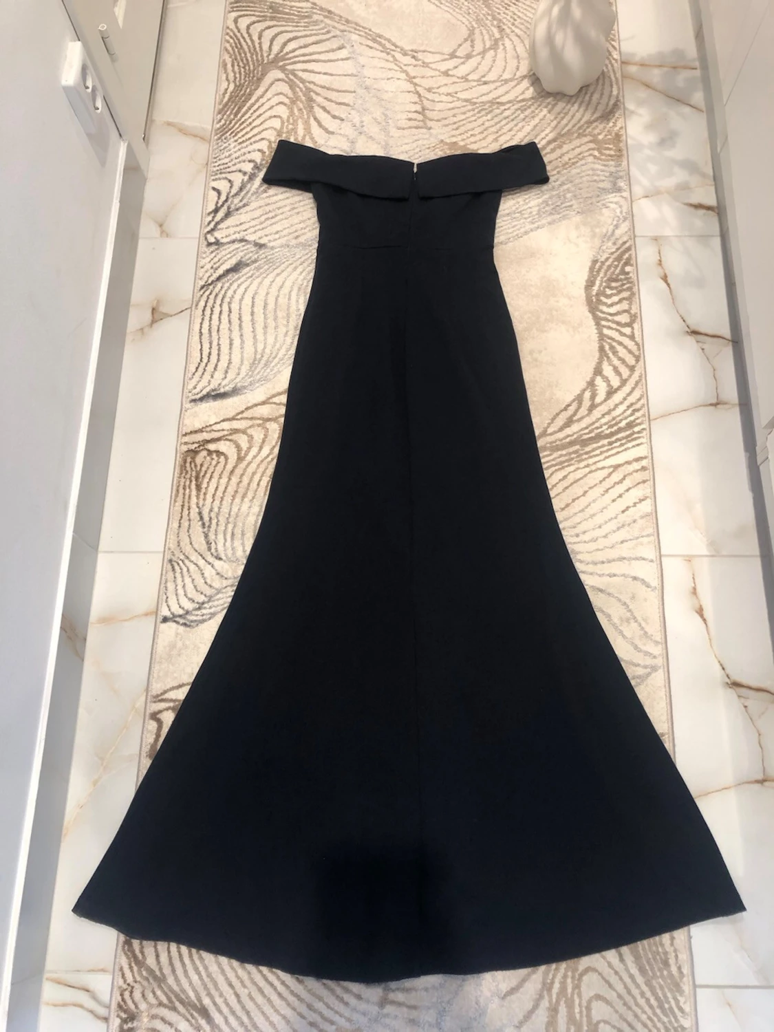 Marinblå offshoulder långklänning - 5