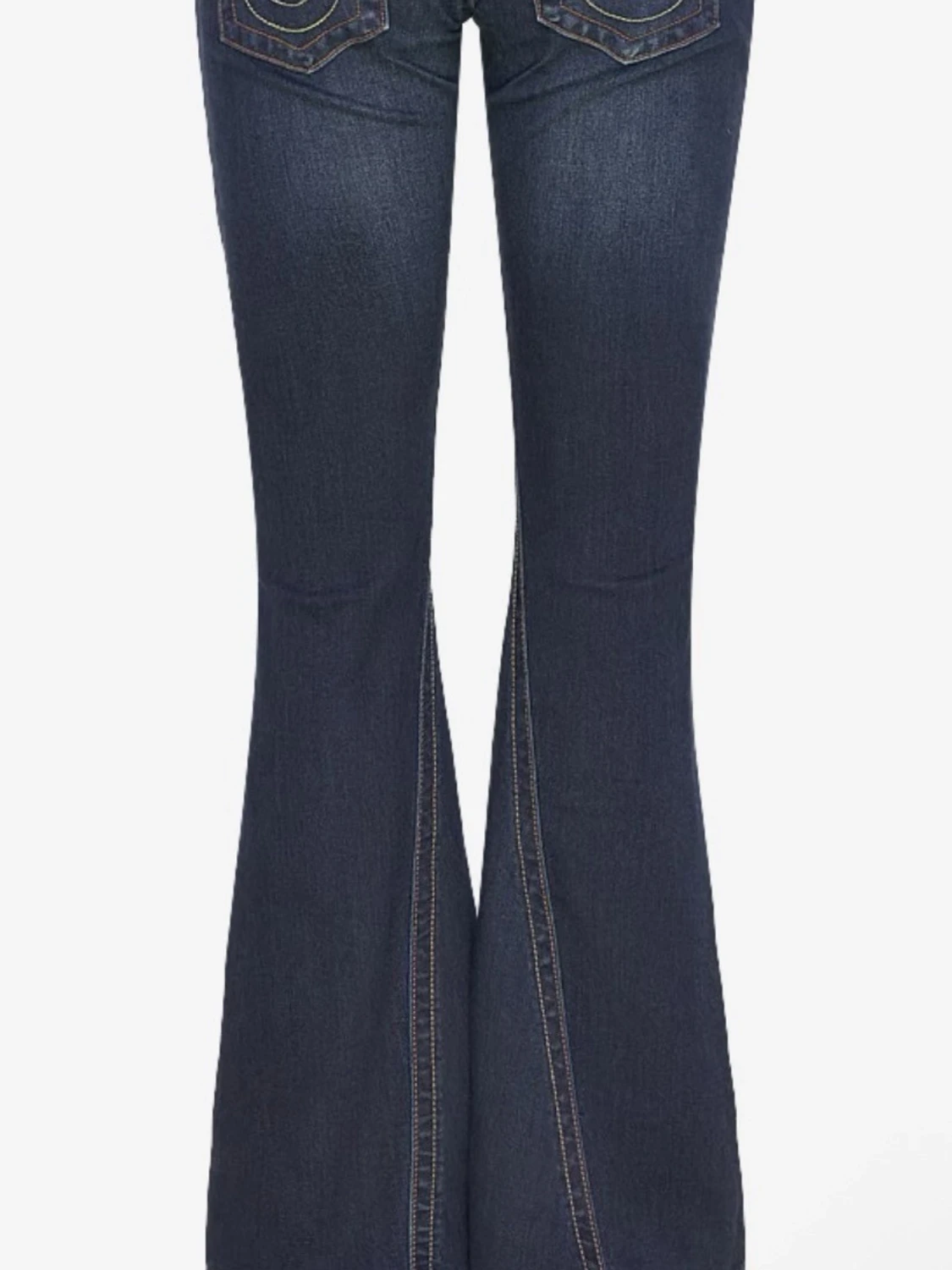 Mörkblå bootcut jeans med kontrastsömmar - 1