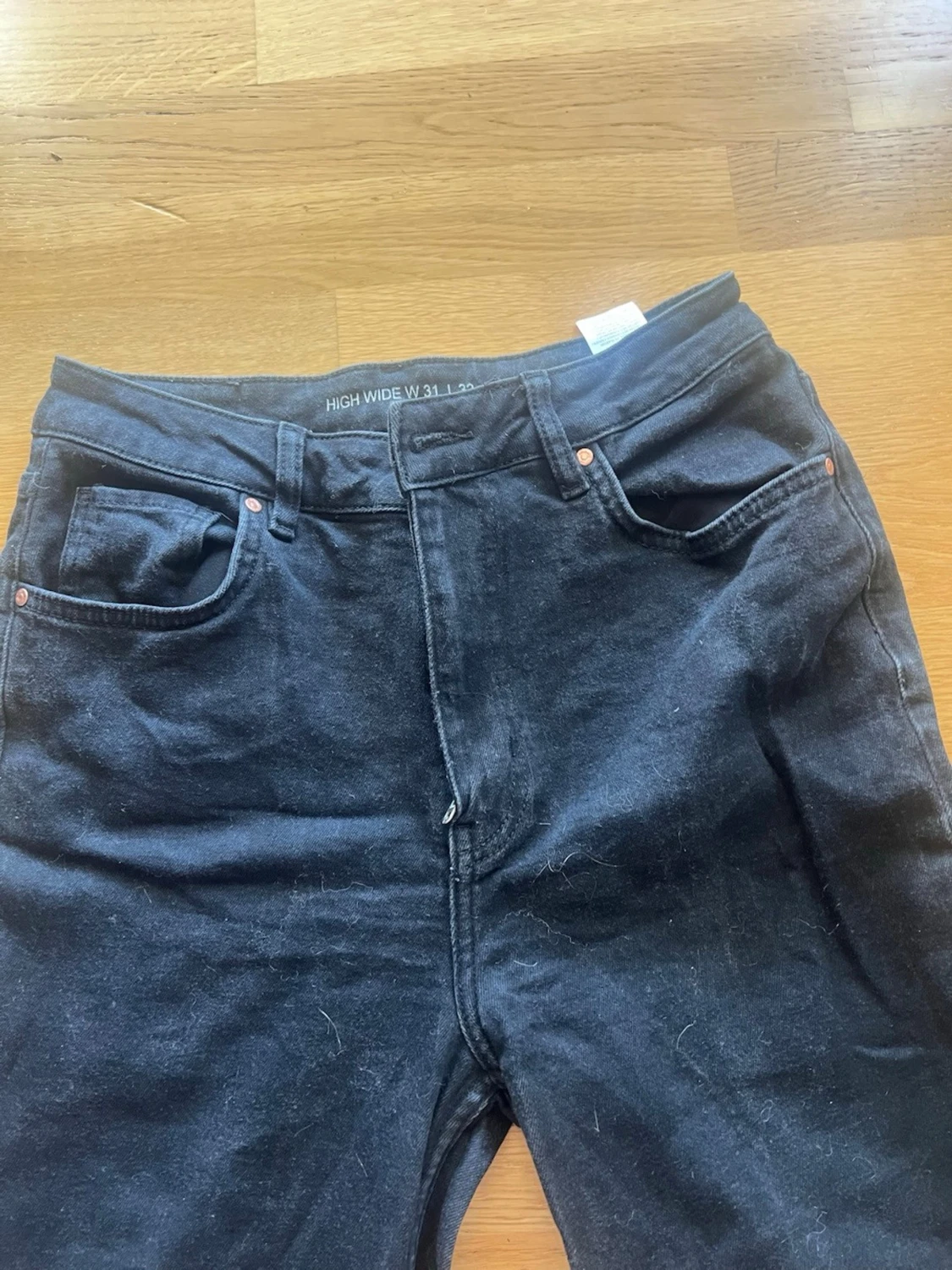 Svarta high waist raka jeans - 1