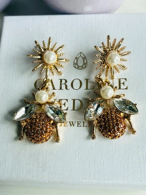 Vintage crystal earrings  - Vintage crystal earrings with faux pearls in stainless steel, unknown brand. New!