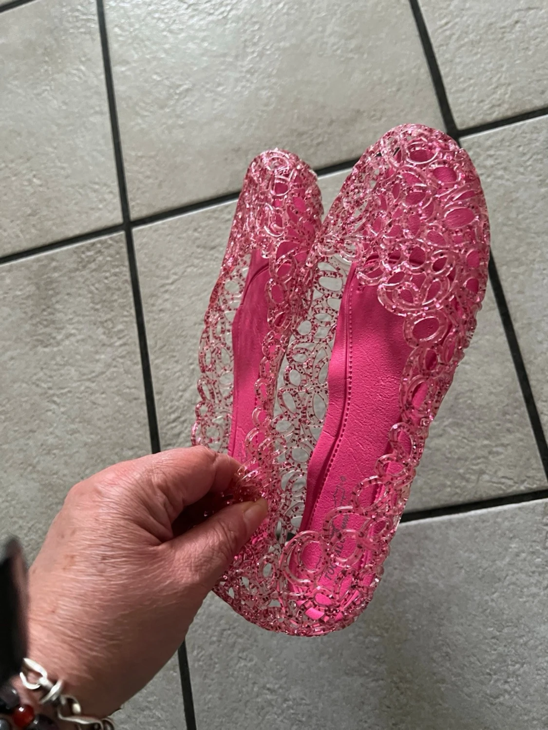 Rosa genomskinliga ballerinaskor storlek 37