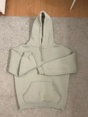 Mint grön  hoodie med magficka - Snygg mint grön hoodie med klassisk huva och dragsko. Hoodien har en stor magficka framtill och ribbade muddar vid ärmslut och nederkant. Perfekt för en chill och avslappnad stil. Materialet känns mjukt och skönt mot huden.