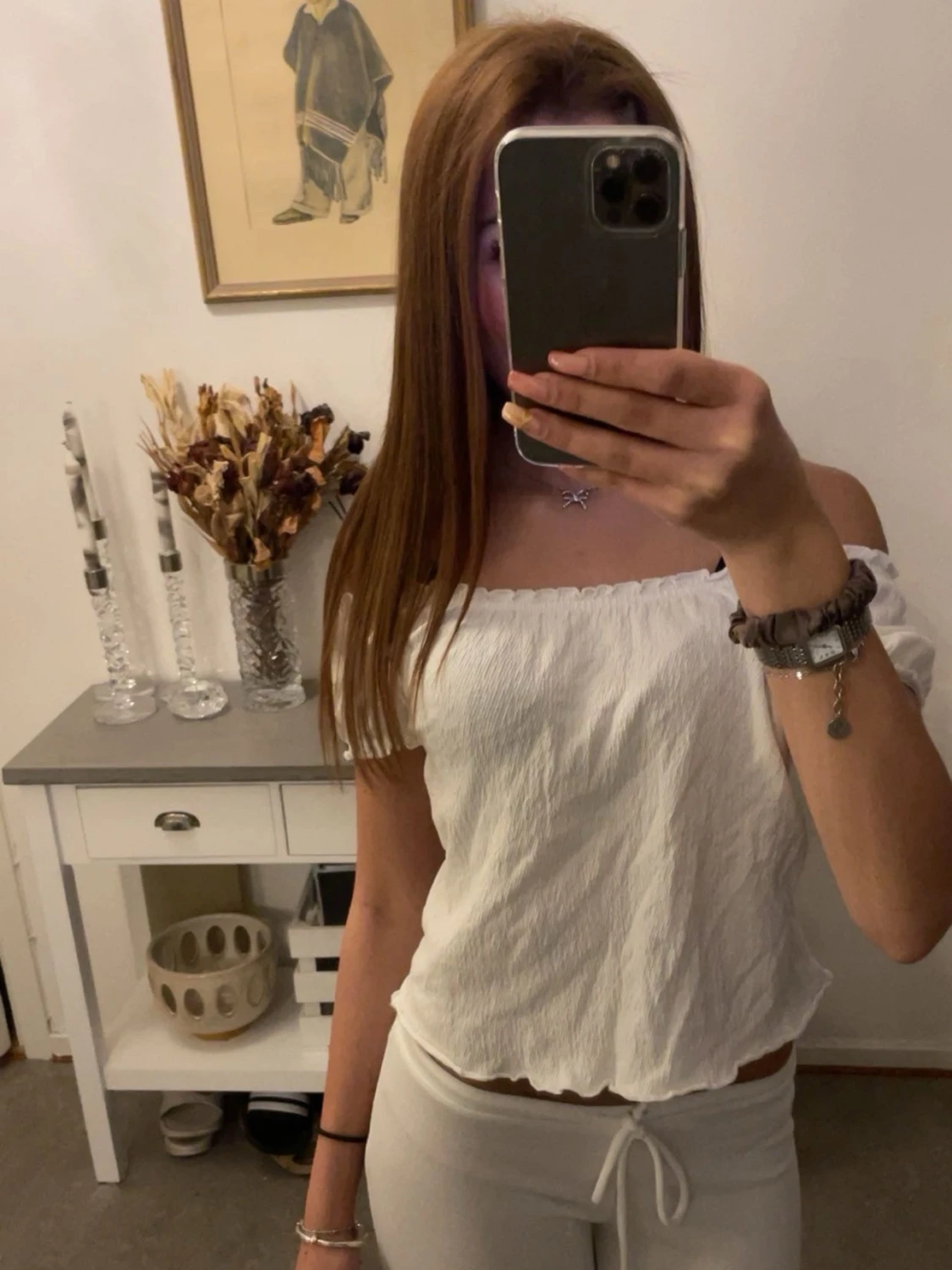 Vit offshoulder topp i bomull - 1