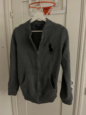 Grå ziptröja från Polo Ralph Lauren - Grå stickad zip-tröja från polo Ralph lauren. Väldigt bra skick och passar perfekt nu till våren om man vill ha något som inte blir för varmt under till exempel en väst eller dunjacka. Bara att kontakta vid intresse!