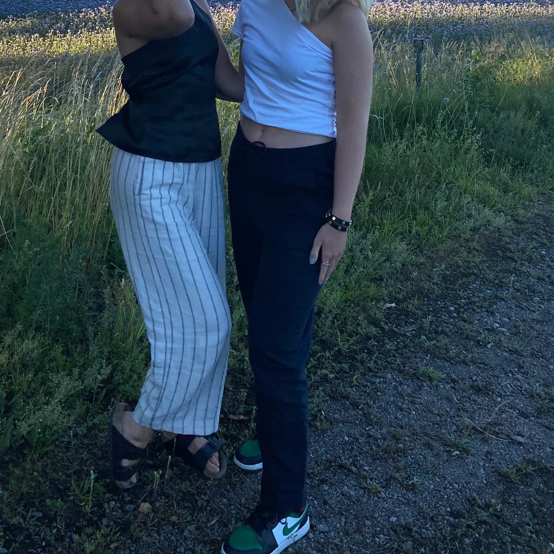 Blå linnebyxor - 90