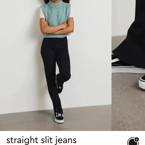 Gina jeans - Säljer ett par jeans från Young Gina som är svarta med en slit längst nere. Jättesköna och stretchiga, på mig var de för långa men passa i längden på någon som är runt 163/164. Helt oanvända, prislappen sitter kvar och köptes för 1 månad sedan. Köpta för 399 kr