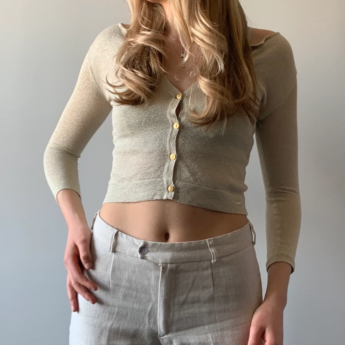 Glittrig kort cardigan - 91