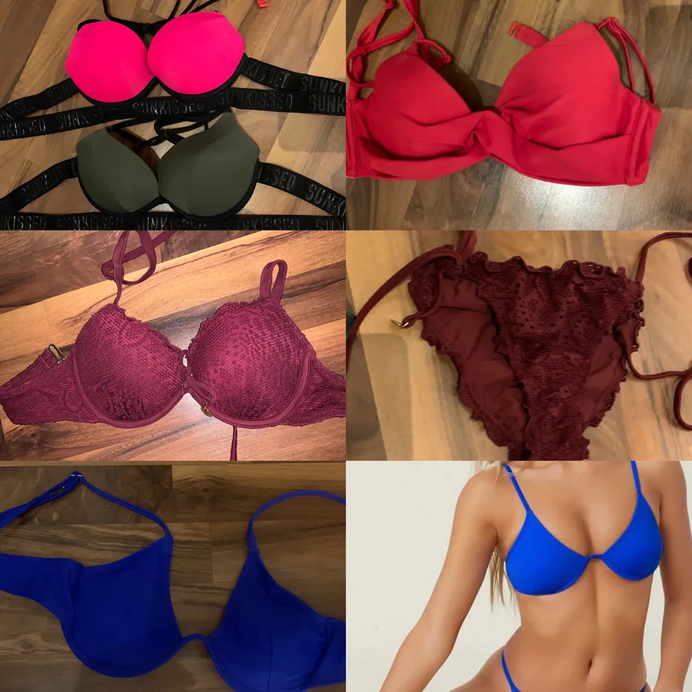 Fler bilder kan skickas i chatten!  Super fina bikinis från bland annat H&M, NewYorker & Shein. Säljer alla då de inte kommer till användning. 50 kr/st.   Allt är i XS-S. PAKETPRIS 200 KR. Övrigt.