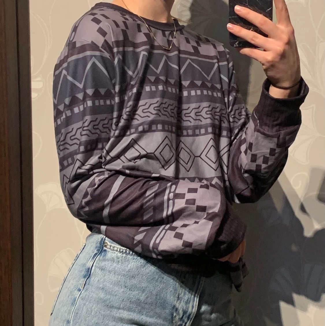 Mönstrad tröja långärmad  - 90