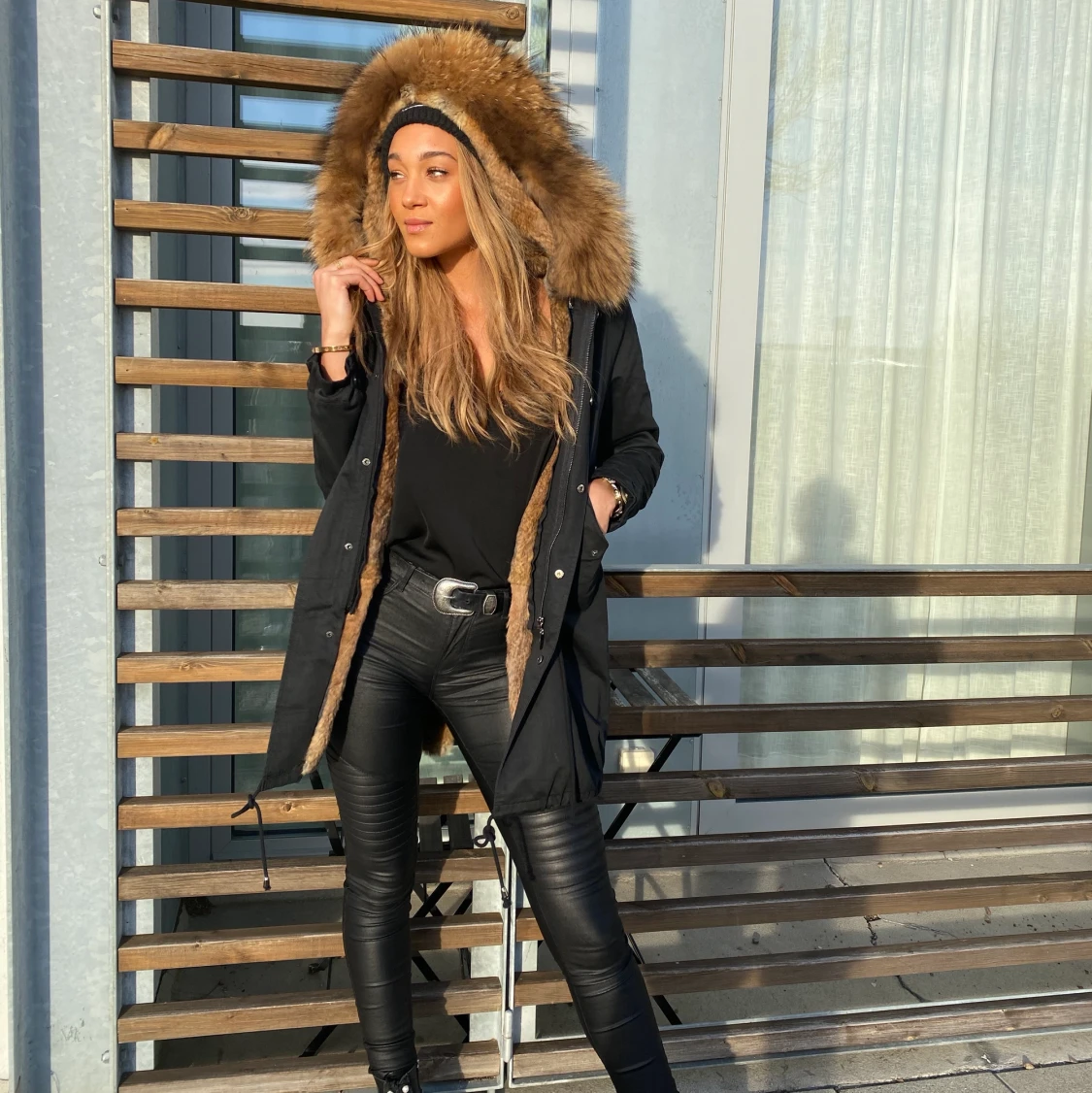 Vinterjacka, äkta päls. Oanvänd!  - 90