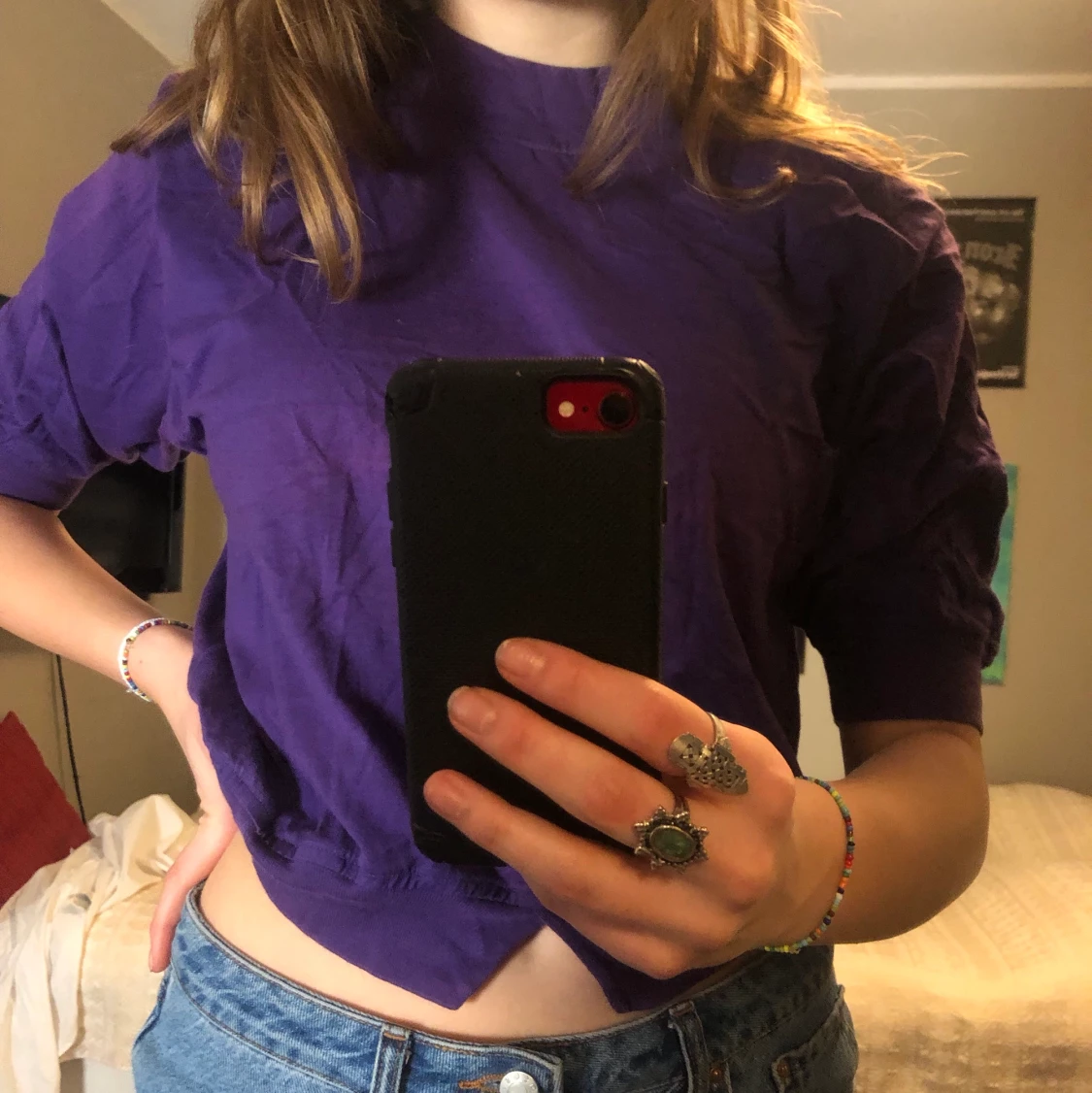 topp med puffärmar och slits