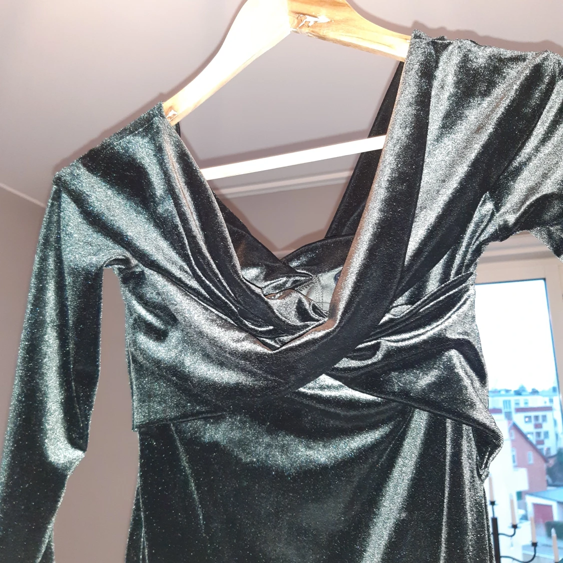 Klänning grön sammet, Zara, Strl XS - 91