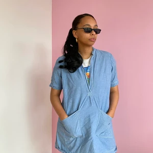 Shirt dress  - Long shirt with v neck and short sleeves and pockets. Could possibly also be used as a dress with something underneath like cycling shorts.