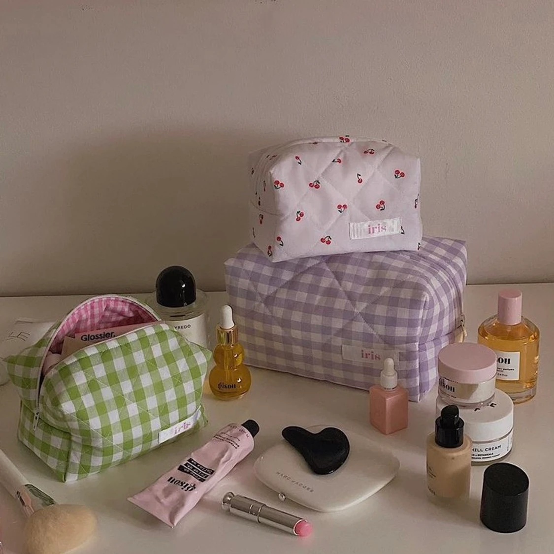 Grön-vit rutig necessär